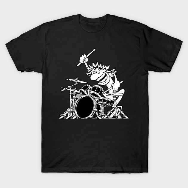 Crazy Drummer Cartoon Illustration T-Shirt by hobrath